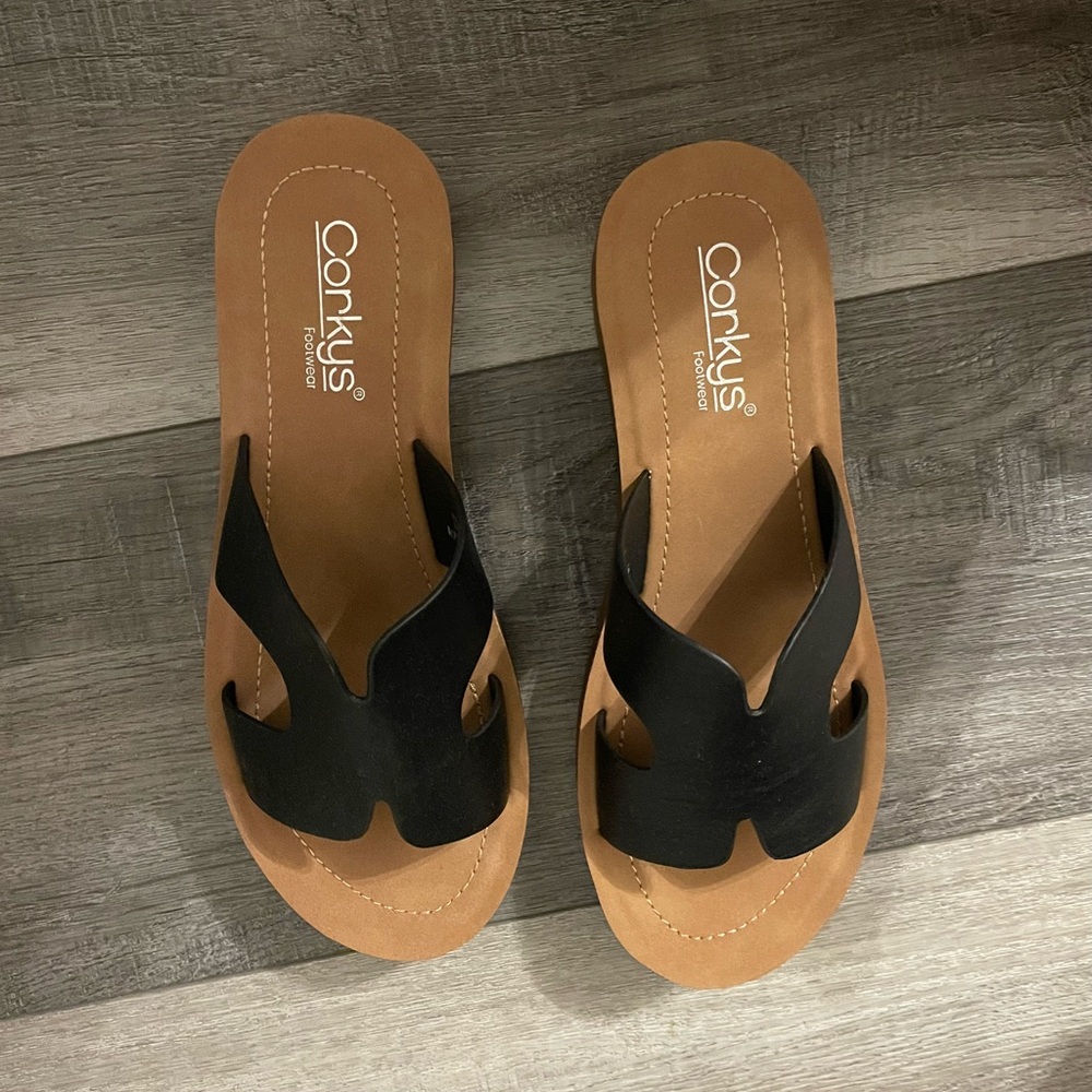 Corkys Black and Tan Women's Sandals